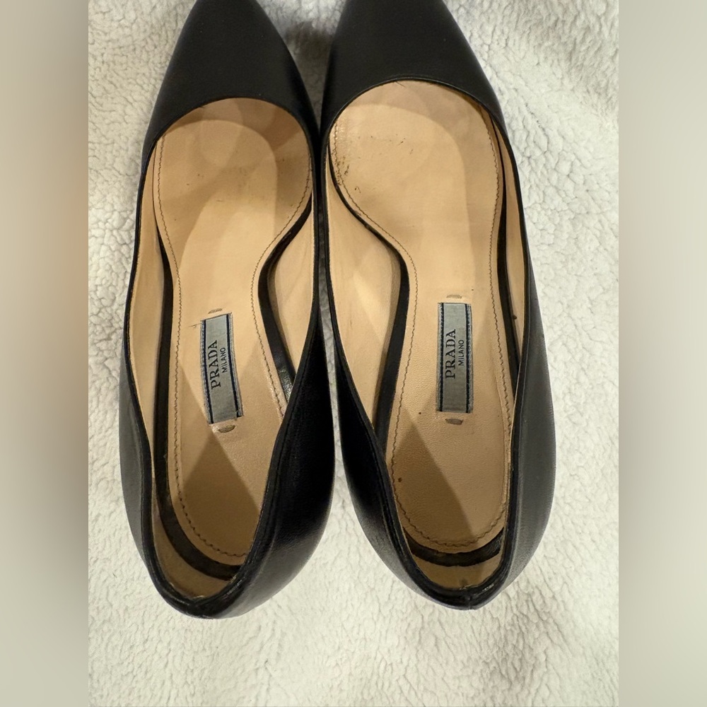 Black Leather Prada 3" Heels - Picture 3 of 7